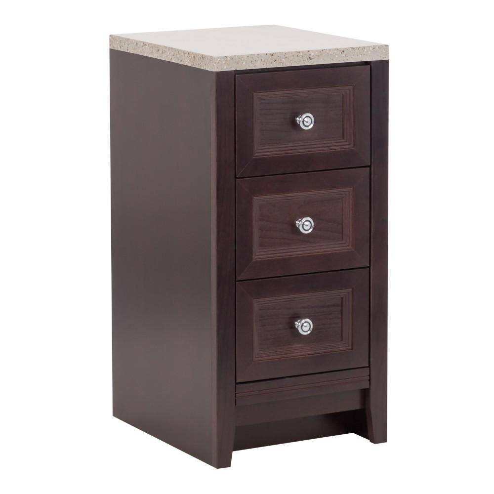 Glacier Bay Delridge 14 in. W x 30 in. H Bathroom Vanity in Chocolate with Solid Surface Vanity Top in Caramel MLT14P2-CH