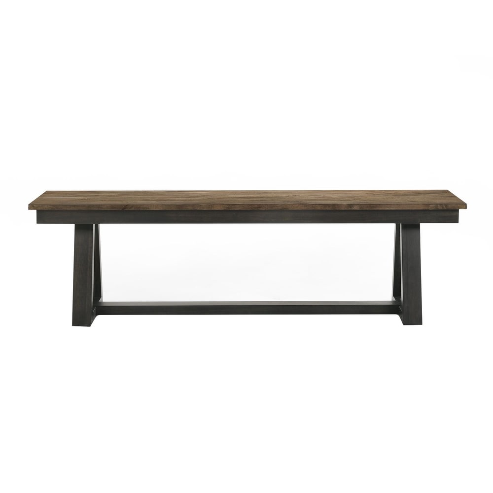 Harper Backless Bench with Trestle styled Base  Brushed Brown   Pecan