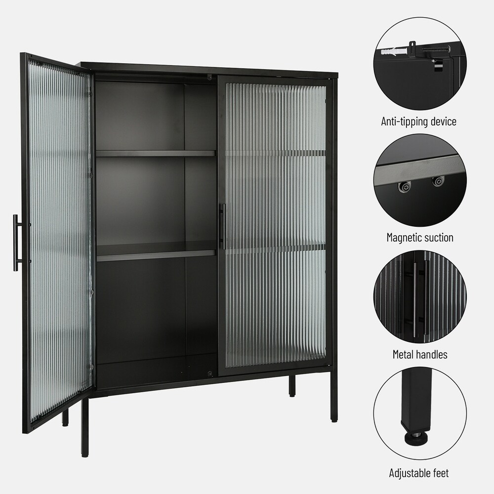 48 Inch Double Glass Door Storage Cabinet