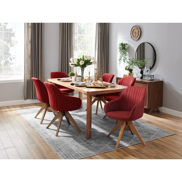 Art Leon Swivel Dining Chairs with Wood Legs (Set of 2)