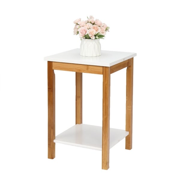 Rectangular White Table Top Natural Wood Table Legs