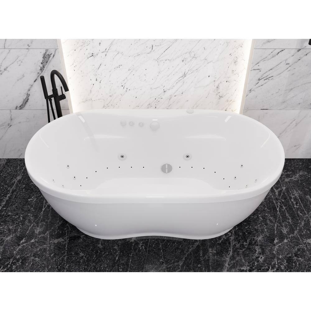 ANZZI Lori 72 in. Acrylic Flatbottom Whirlpool and Air Bathtub in White FT-AZ102