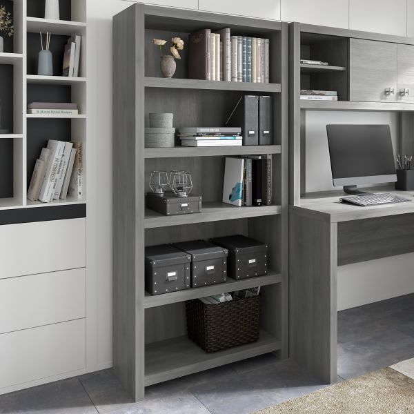 Office by kathy ireland Echo 5 Shelf Bookcase in Modern Gray