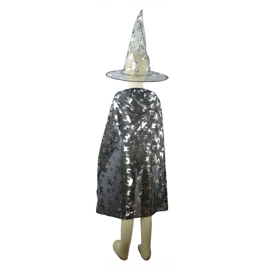 2 Pcs Halloween Cloak Set Cosplay Witch Poncho Party Show Costume