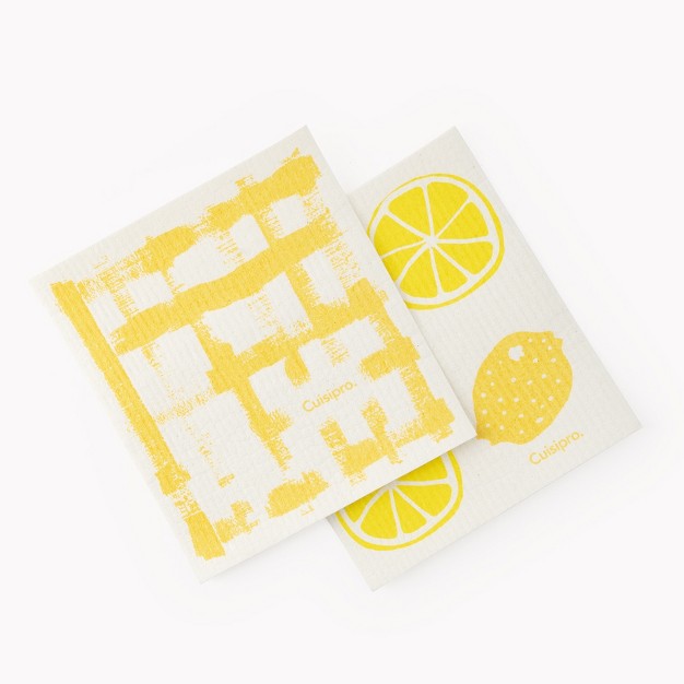 Cuisipro All Purpose Eco cloth Sponge Cloth Yellow Stripe apple Set Of 2