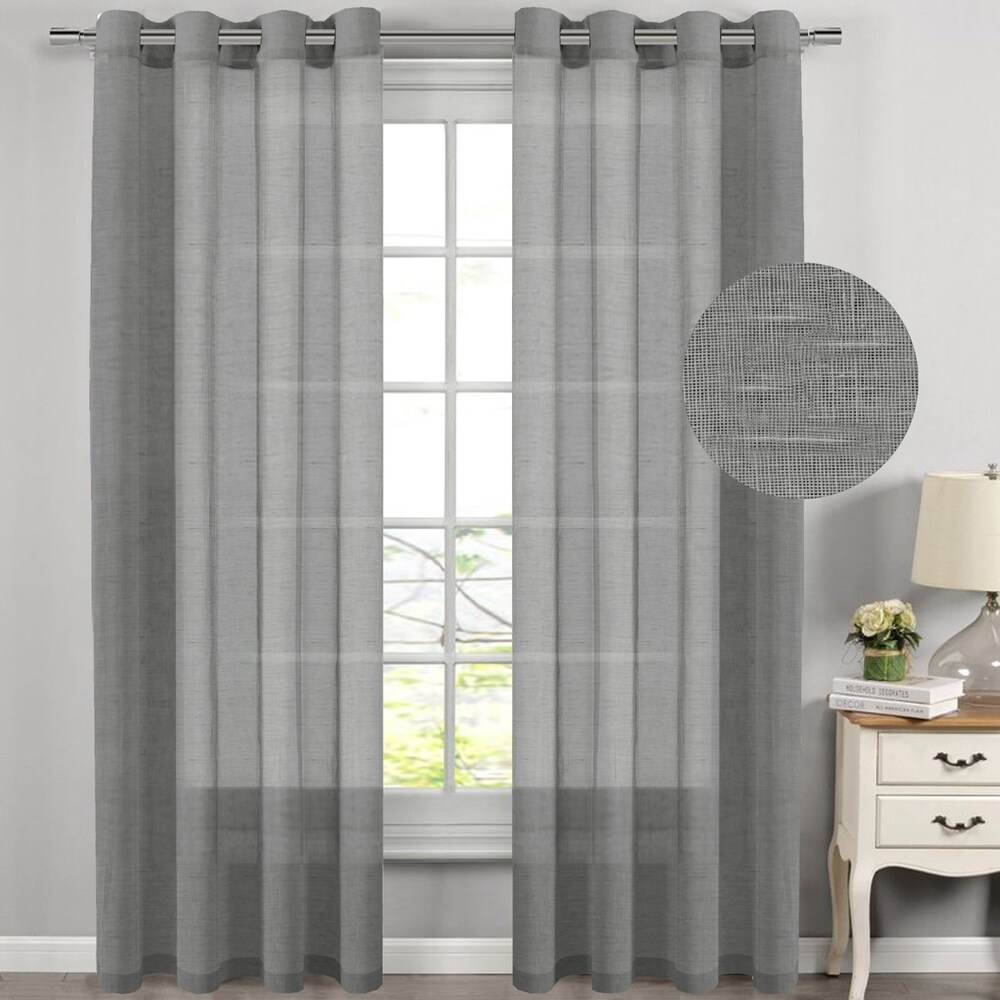 H.Versailtex Sheer Linen Curtain Panels (Set of 2)