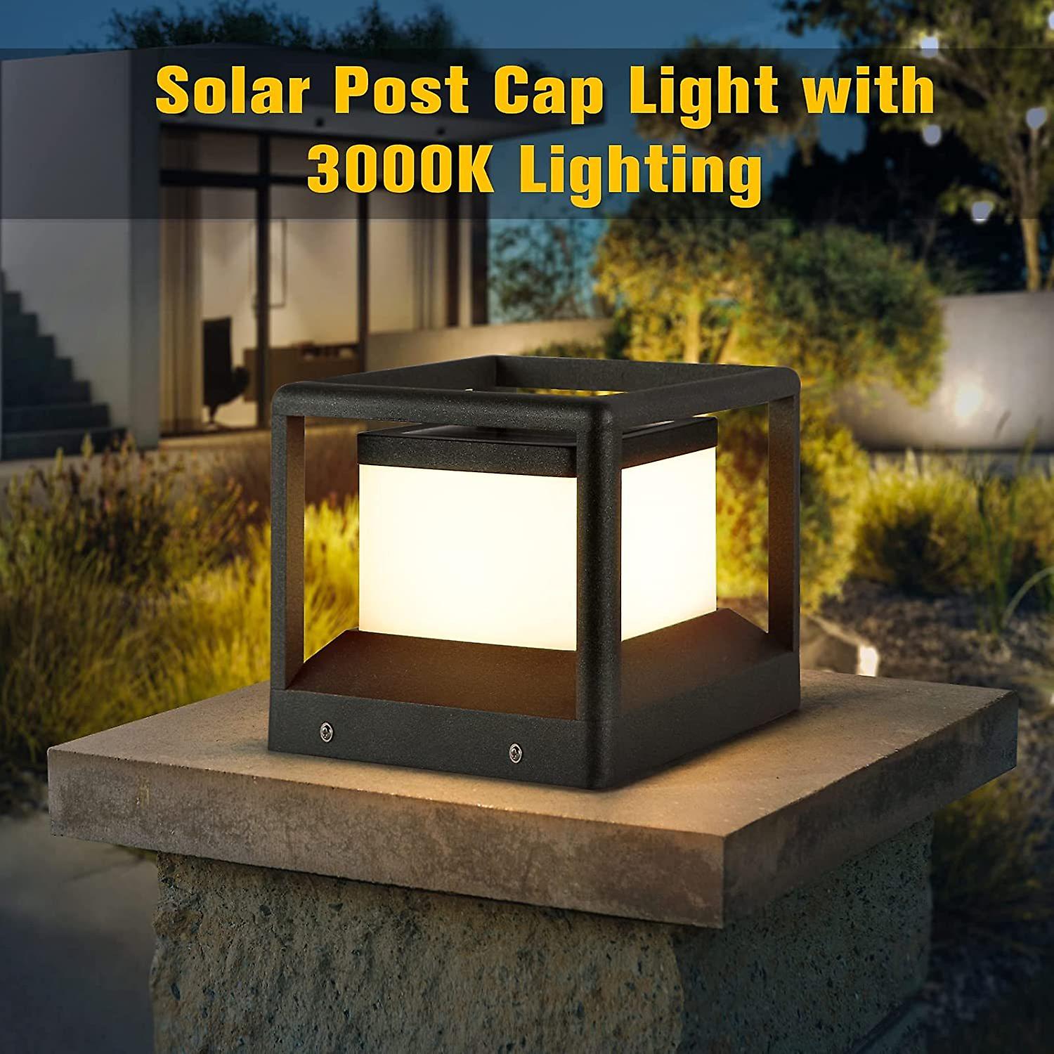 Dexusay Solar Post . Light， Modern Outdoor Fence Deck Column . Lamp Lantern 3000k Landscape Lighting For Flat Surface Patio Posts Garden Decoration Ip