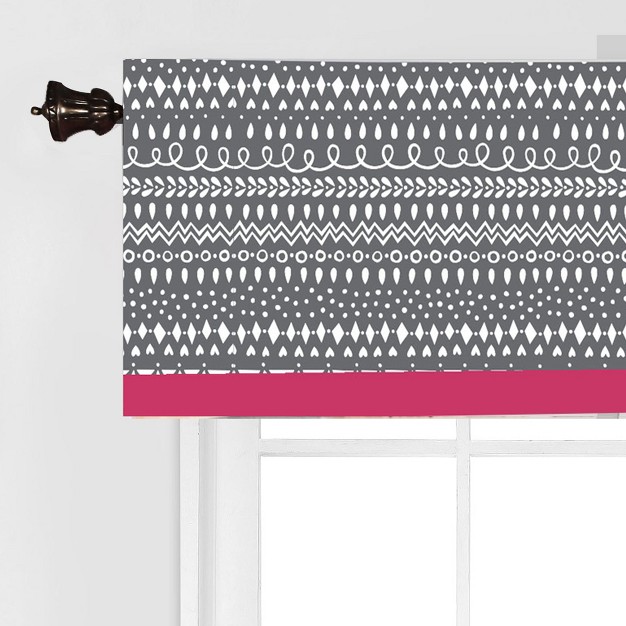 Bacati Owls Pink grey Girls Cotton Window Valance