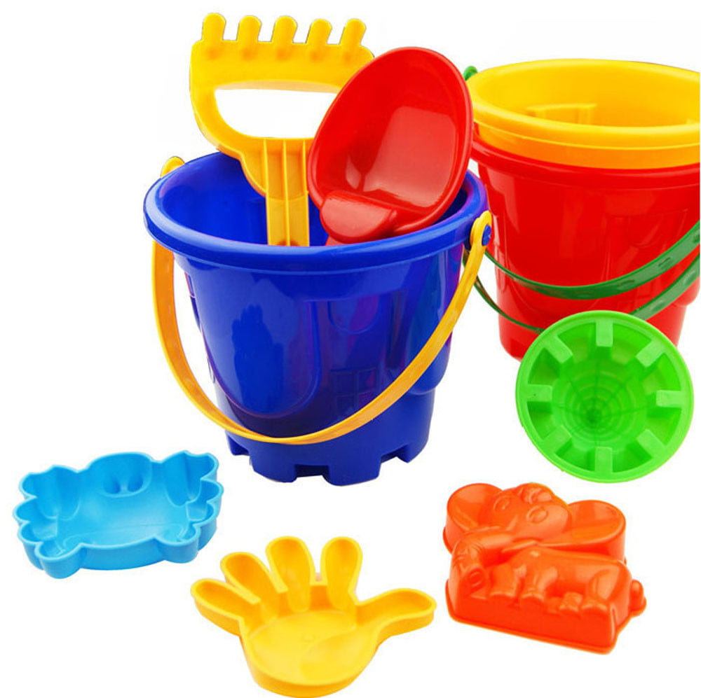 RYDCOT 7Pcs Sand Sandbeach Kids Beach Toys Castle Bucket Spade Shovel Rake