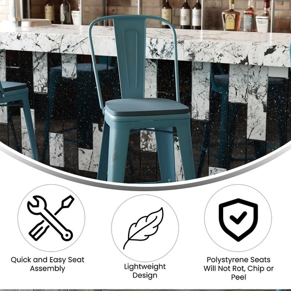 All-Weather Bar Height Stool with Poly Resin Seat