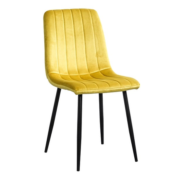 Set of 4 Modern Velvet Dining Chairs ， Fabric Accent Upholstered Chairs Side Chair with Black Legs for Dinning room