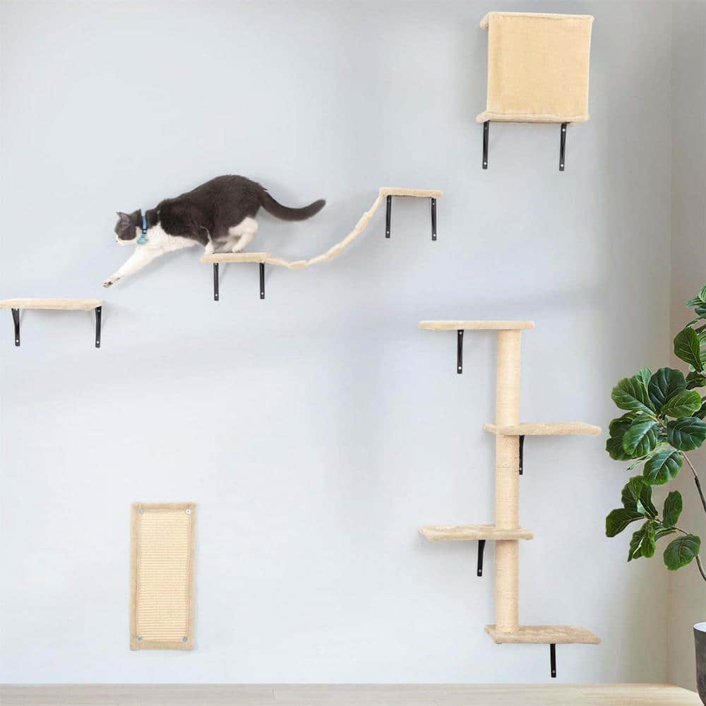 cenadinz Cat Wall Shelves and Perches Set; Multiple Cats Cat Tree Indoor Cats Wall for Sleeping Playing Climbing Cat Tree C-D0102H2XNYA