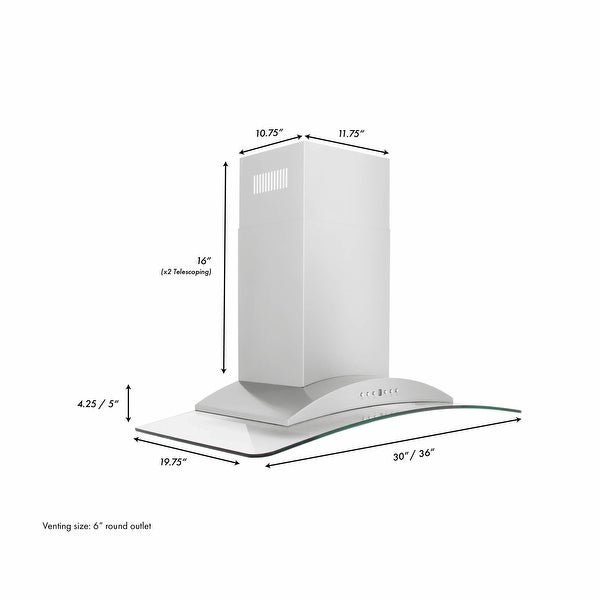 ZLINE Convertible Vent Wall Range Hood in Stainless Steel and Glass (KN)