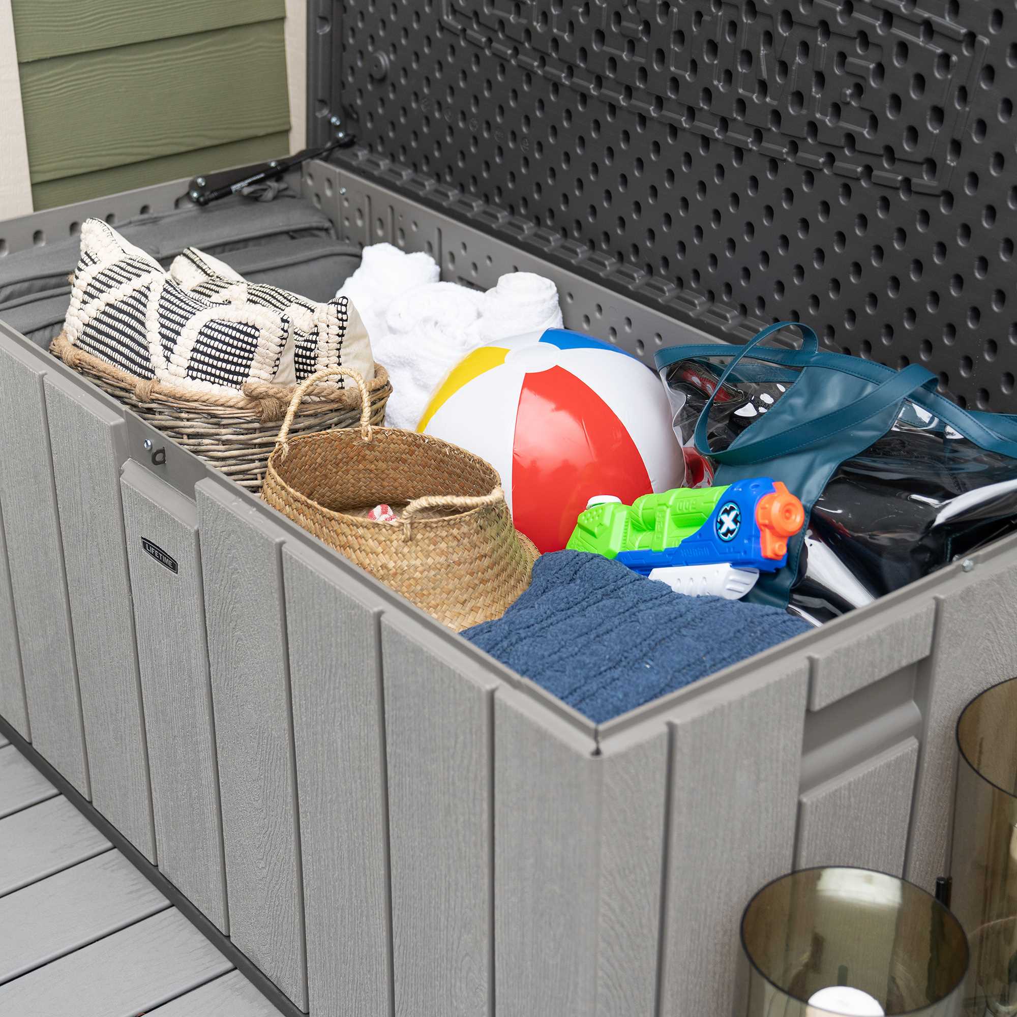 Lifetime 150 Gallon Outdoor Storage Deck Box in Storm Dust Gray