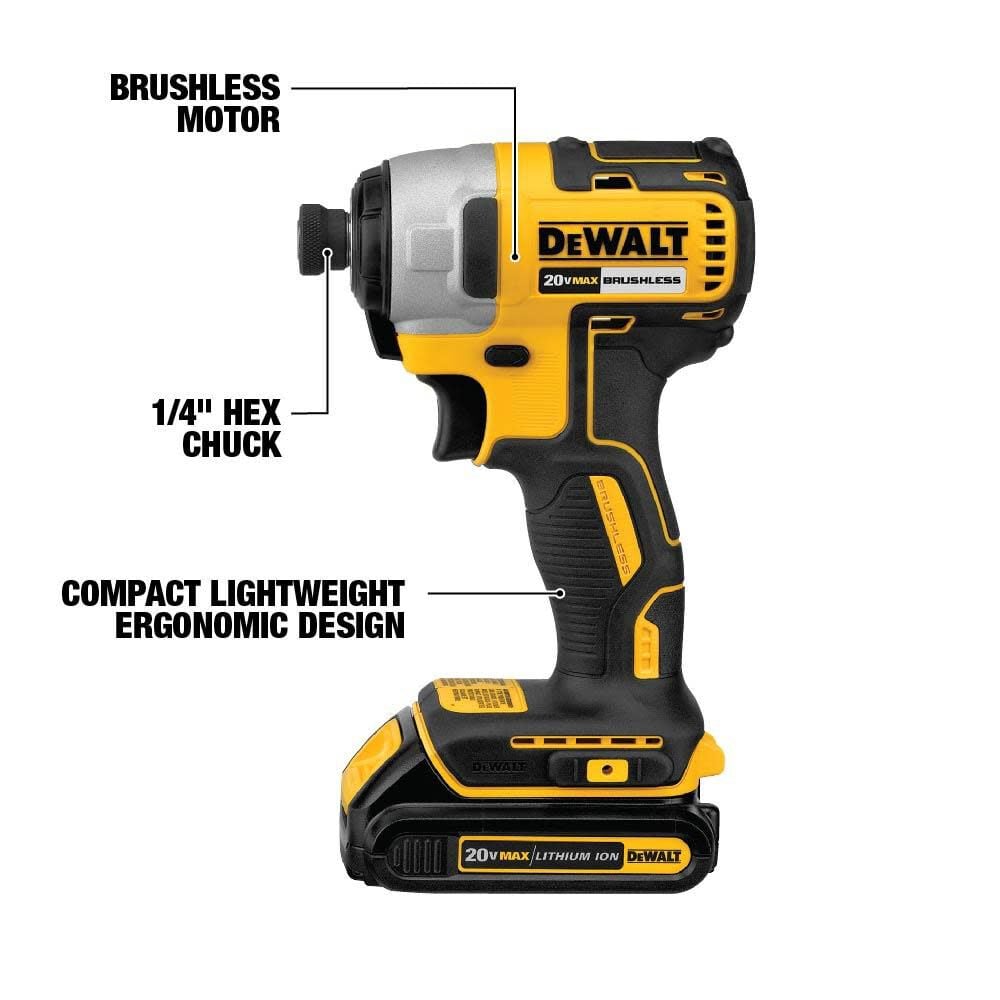 DEWALT 20 V MAX 1/4-in Brushless Impact Driver Kit DCF787C1 from DEWALT