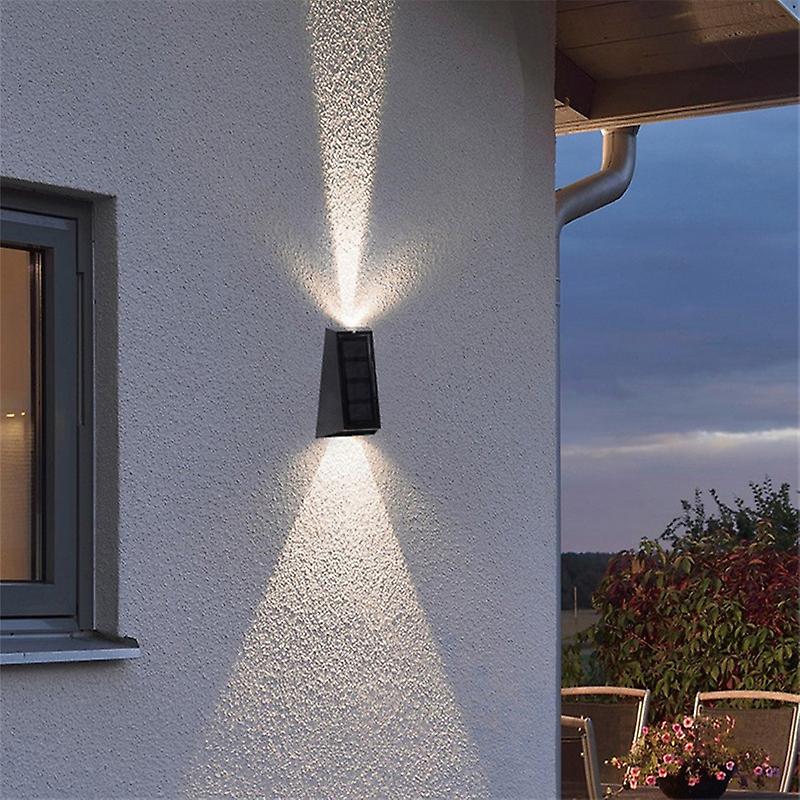 Solar Wall Lights Outdoor Fence Lights Led Waterproof Solar Stair Lights Up And Down 7 Color Changing Exterior Patio Lights