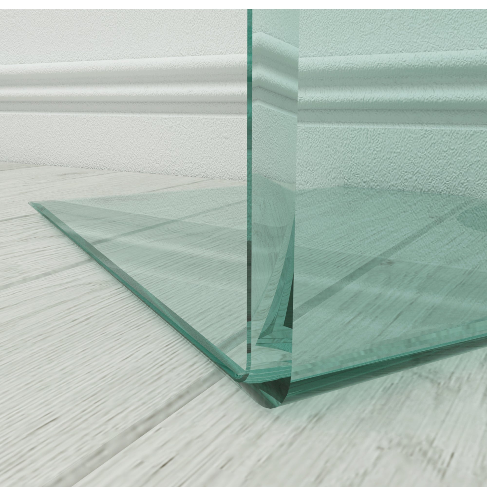 Whole Tempered Glass Coffee Table， Clear End Table Transparent Side Table for Room