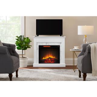 Home Decorators Collection Northglenn 36 in. Freestanding Faux Marble Surround Electric Fireplace in White Oak 1418FM-23-251