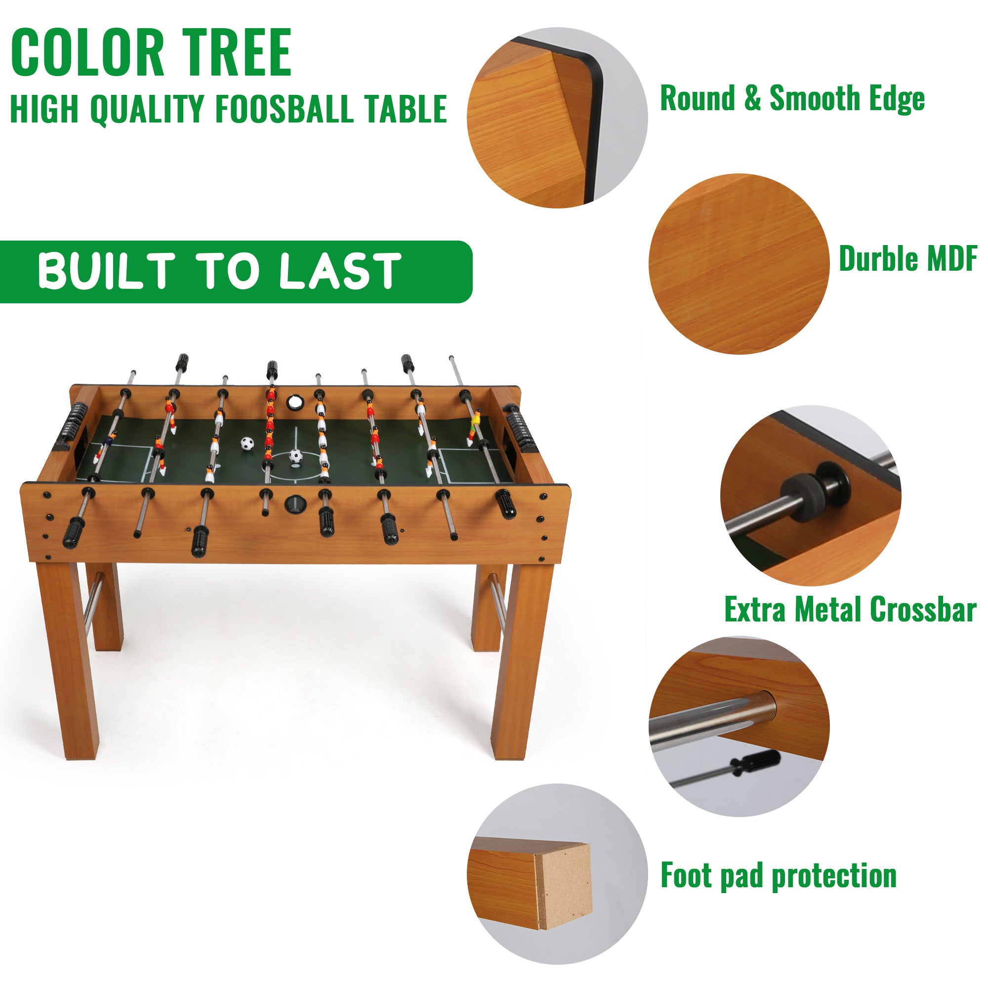 KARMAS PRODUCT 48 Inch Foosball Table Game,Competition Sized Wooden Soccer Games Table for Adults,Kids, Families- Game Rooms Arcades Pub Bars Parties, Oak