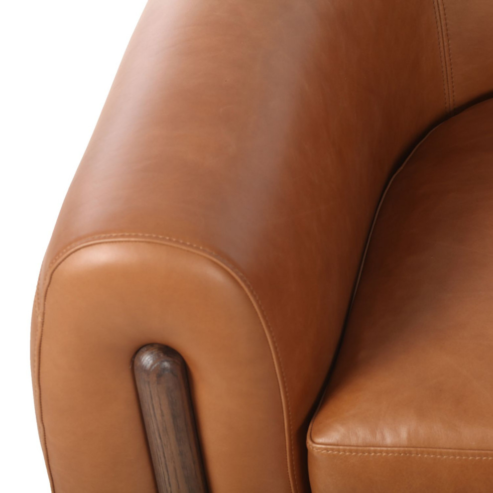 Lyla Valencia Camel Leather Chair   Midcentury   Armchairs And Accent Chairs   by Zin Home  Houzz