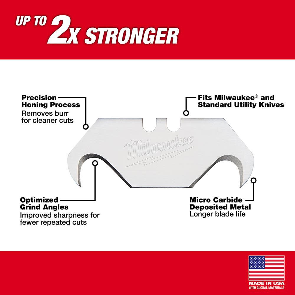 MW 50-Piece Hook Utility Knife Blades with Dispenser 48-22-1952 from MW