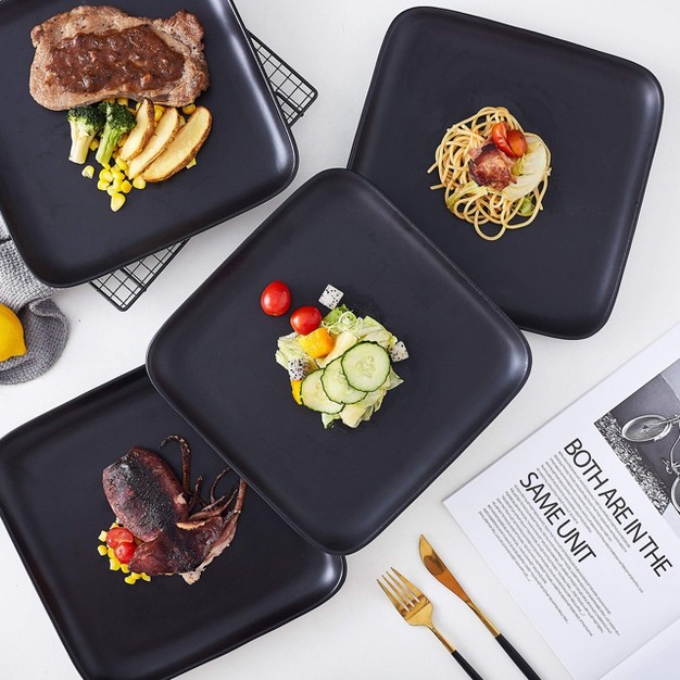 Bruntmor 10 quot square Black Plates Set Of 4 Black