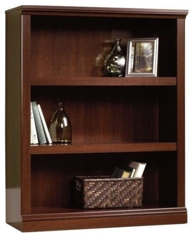 Bowery Hill Traditional Engineered Wood 3 Shelf Bookcase in Select Cherry   Traditional   Bookcases   by Homesquare  Houzz