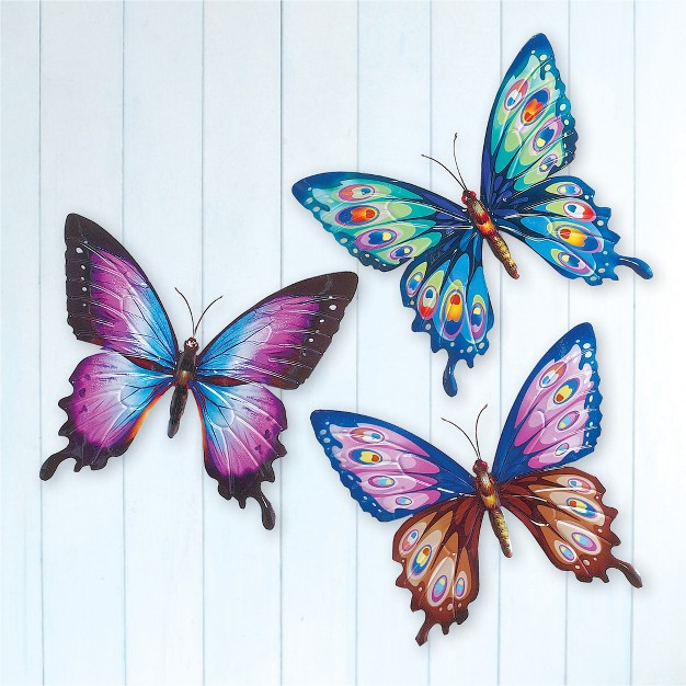 Collections Etc Colorful Butterfly Metal Wall Art Set Of 3 One Size