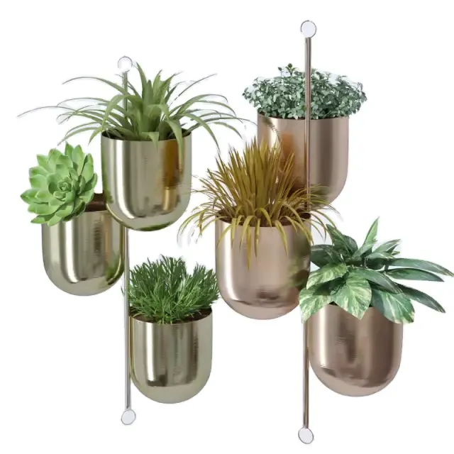 Stylish Planter Hanging Set of 6 for Home hotel Balcony Garden ware Decoration Silver Color Modern  Metal Hanging Planter Holder