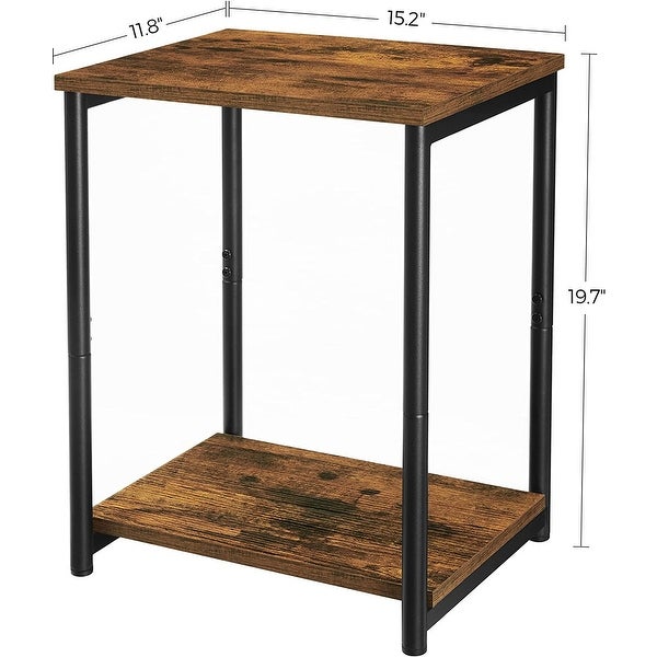 VASAGLE Industrial End Table， Side Table with Storage Shelf， Night Table， Steel Frame， for Living Room， Study， Bedroom