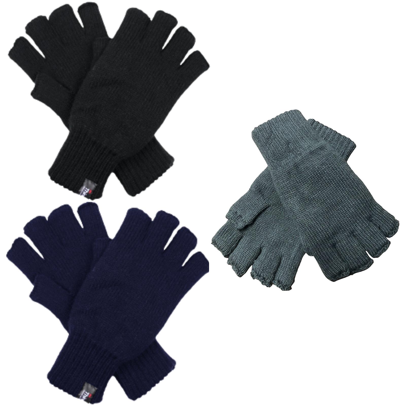 3X dents men  thinsulate knitted fingerless gloves warm winter soft insulation 3m