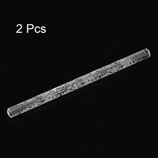 2pcs Acrylic Embossed Rolling Pin 16cm x 1cm Aquatic Plants Pattern - Transparent