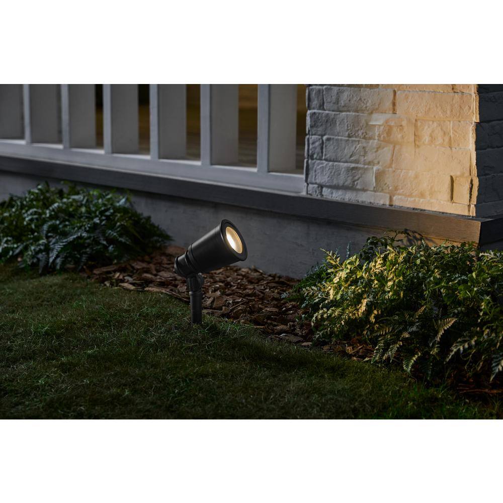 Hampton Bay Cann River Low Voltage 420 Lumens Black Hardwired Integrated LED Outdoor Spotlight with Clear Glass HSP2301LX-02MB