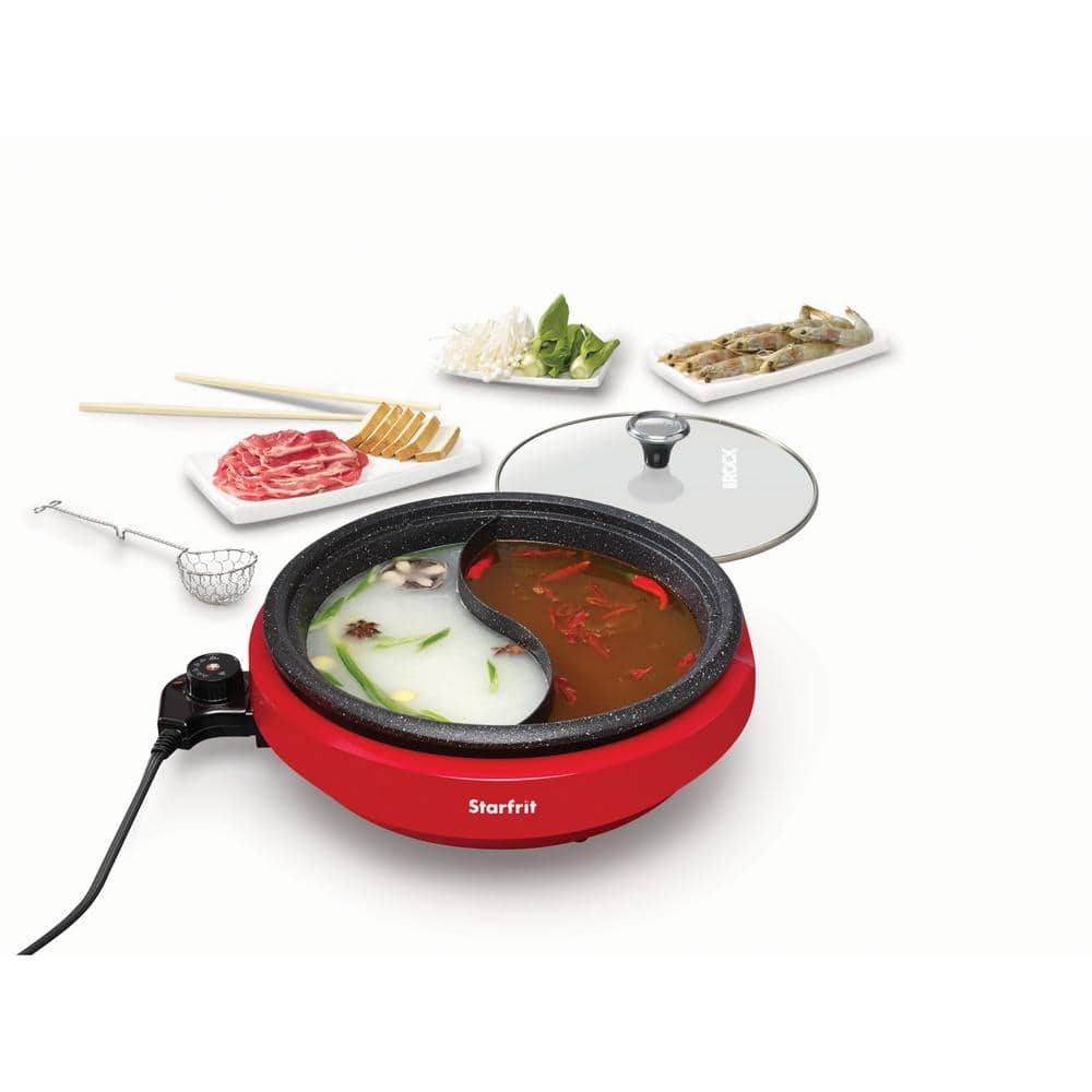 THE ROCK by Starfrit The Rock Dual-Sided 3.2 qt. Electric Hot Pot Slow Cooker 024425-002-0000