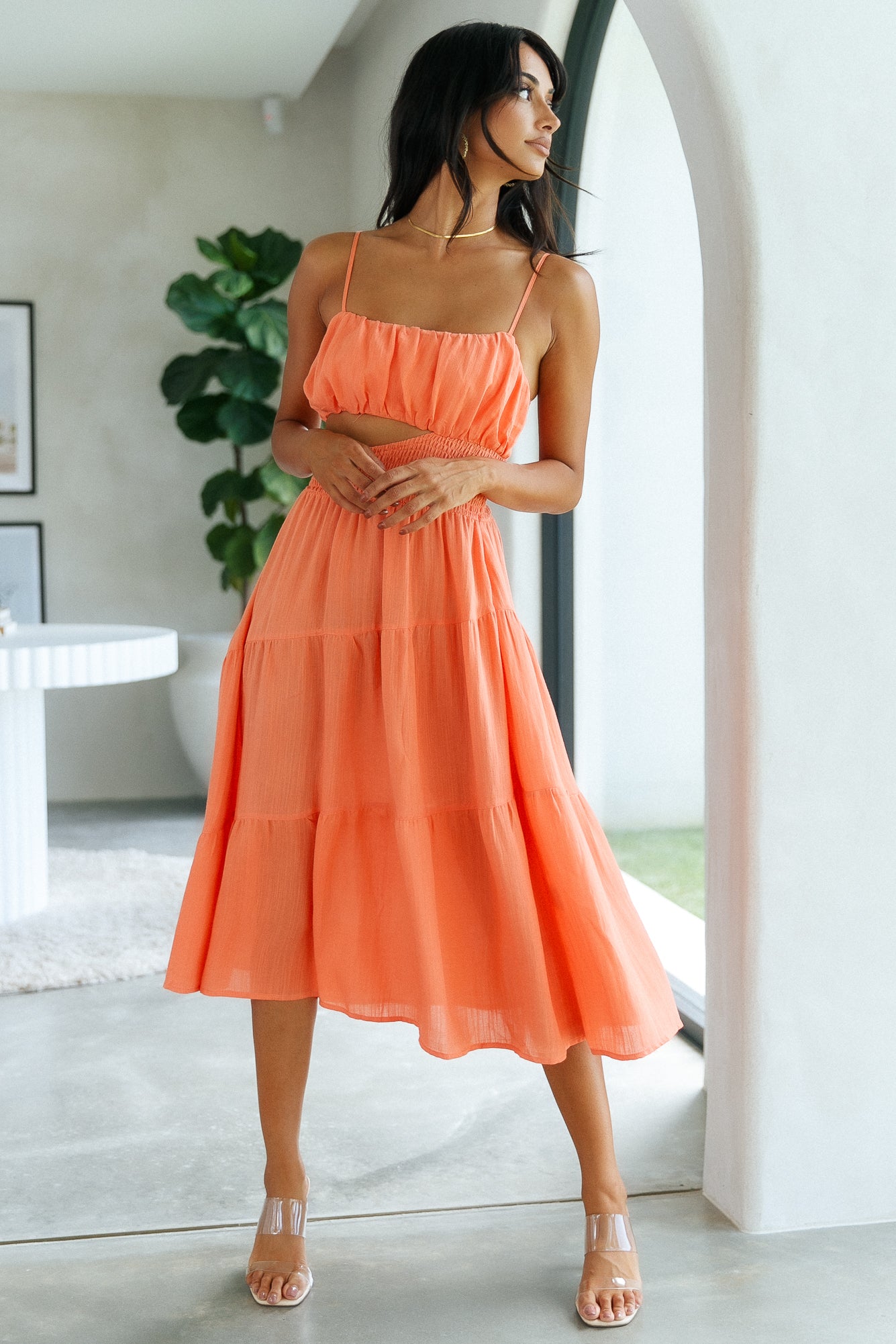 Get Lost In Your Eyes Midi Dress Orange