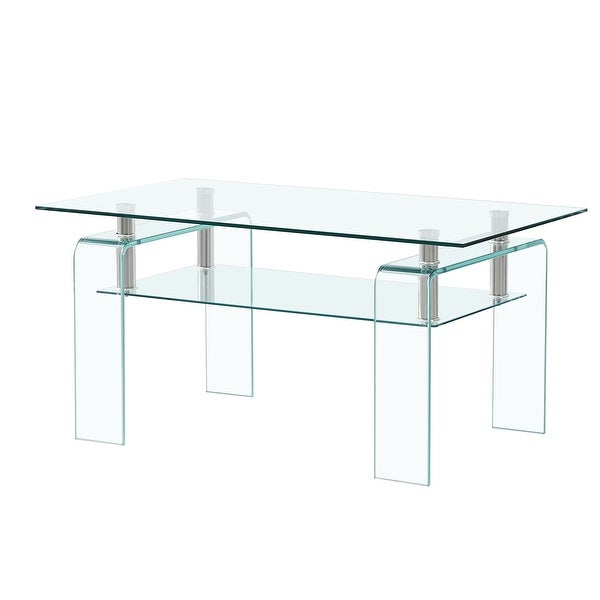 Clear Glass Coffee Table， Tempered Glass Coffee Table for Living Room