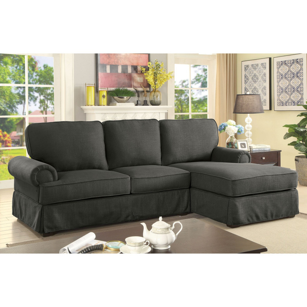 Transitional Sectional Sofa  Comfortable Oversized Seat With Rolled Arms   Transitional   Sectional Sofas   by Decorn  Houzz