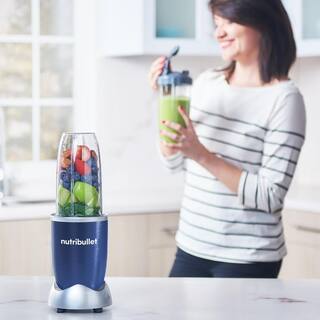 NutriBullet Pro 32 oz. Single Speed Blue Blender with 24 oz. Cup and Lids NB9-0901B