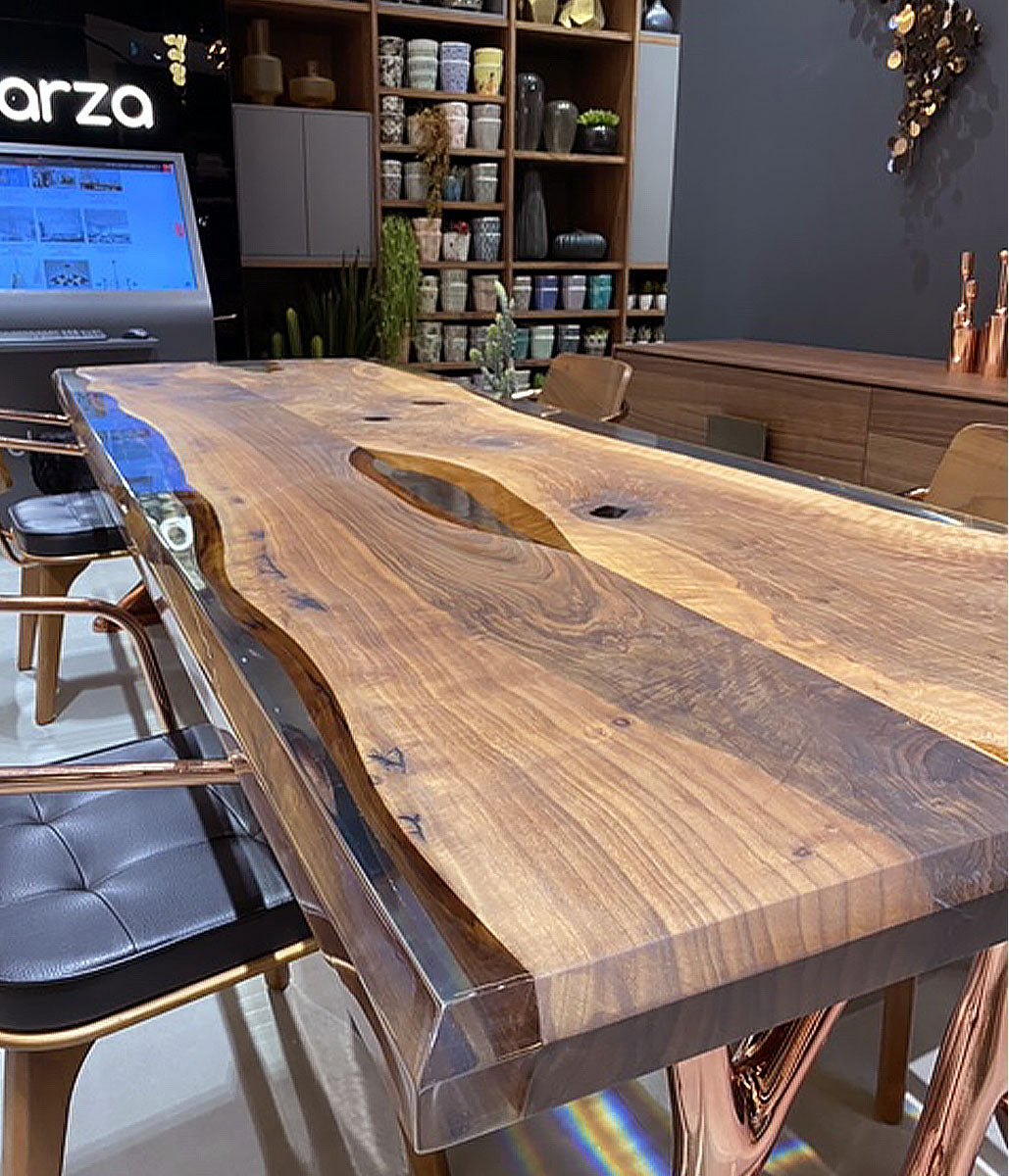 300X100 Cm Live Edge Resin Dining Table Top San300X100