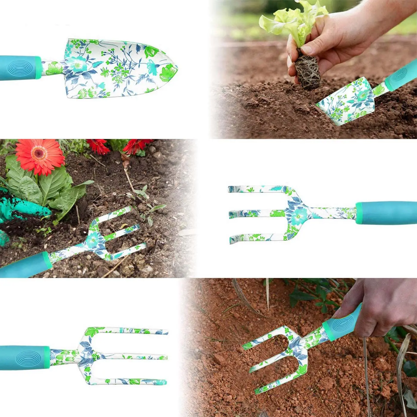 Wholesales Floral Gardening Hand Tool Set Girl's birthday Gift Printed Multi color Shovel Scissors Outdoor Garden Supplies Gifts