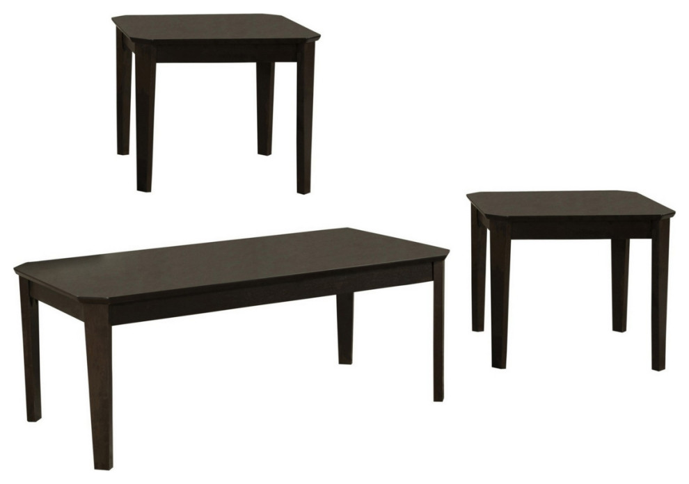 3 Piece Rectangular Coffee And Square End Table Set Sleek Espresso Brown   Side Tables And End Tables   by Dot  ampBo  Houzz