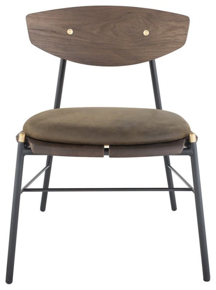 District Eight Kink 18.3 quotWood  ampLeather Dining Chair in Smoked Black/Jin Green   Midcentury   Dining Chairs   by Homesquare  Houzz