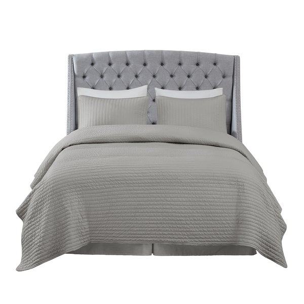 Madison Park Estella Grey Upholstery Headboard - - 15871108