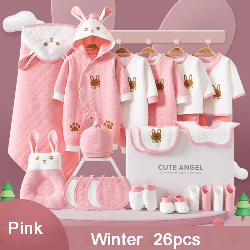 22/24/26 Pieces/0-3Months Newborn Baby Clothing 100% Cotton Kids Clothes Suit Unisex Infant Boys Girls Rabbit Clothing Set