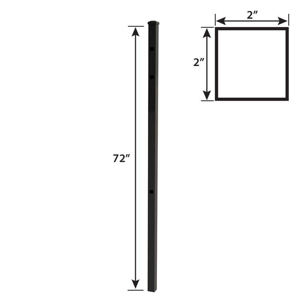 FORGERIGHT 72 in. Osprey Black Aluminum EndGate Fence Post with Flat Cap 881850