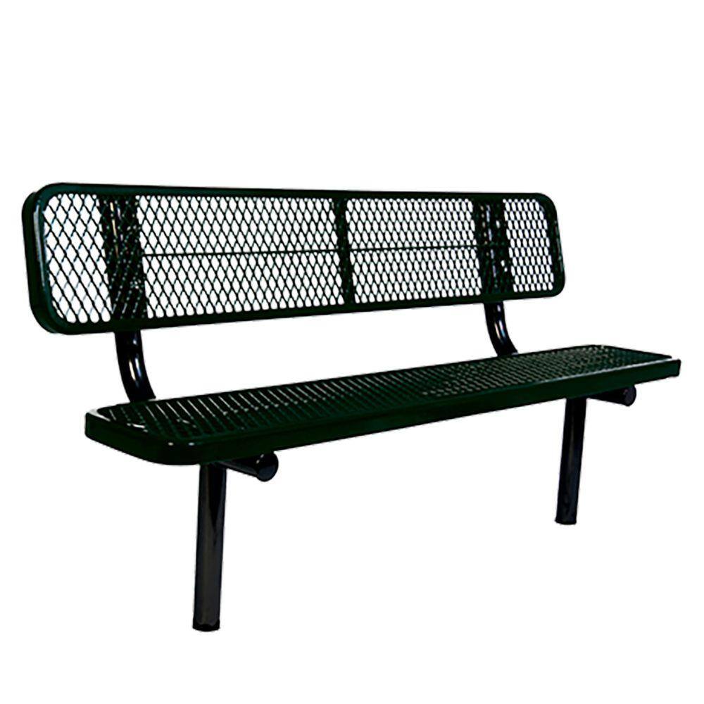 In-Ground 6 ft. Black Diamond Commercial Park Bench with Back LC7762-BLACK