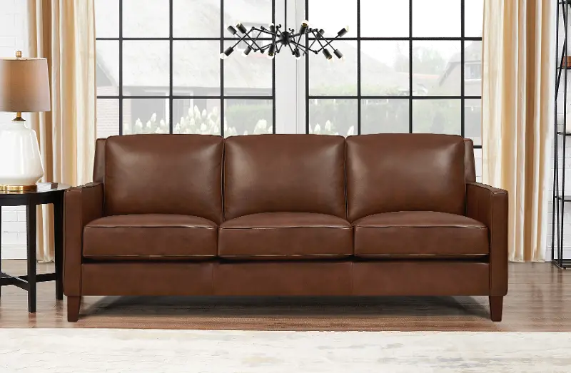 New Haven Brown Leather Sofa - Amax Leather