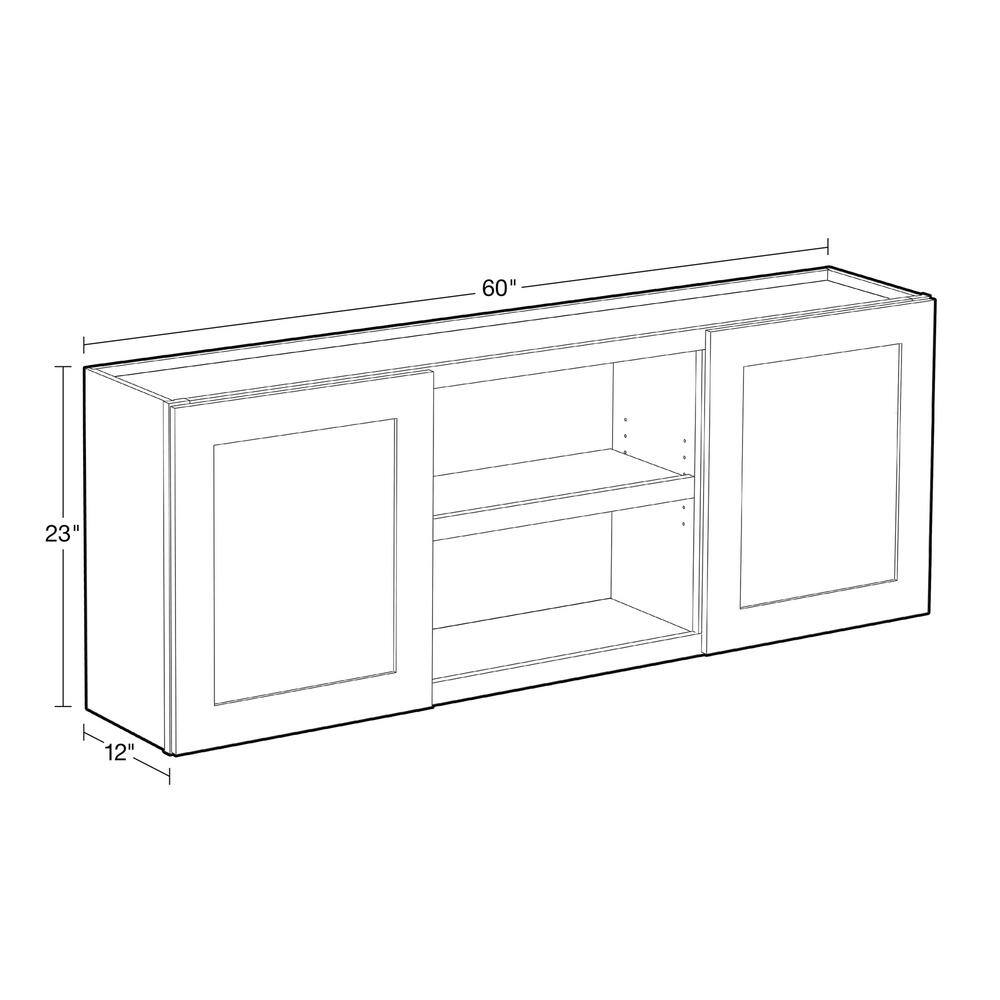 MILL'S PRIDE Vesuvius Gray Plywood Shaker Stock Ready to Assemble Wall Kitchen Laundry Cabinet w Soft Close 60 in. x 23 in. x 12 in. W6023-RVG