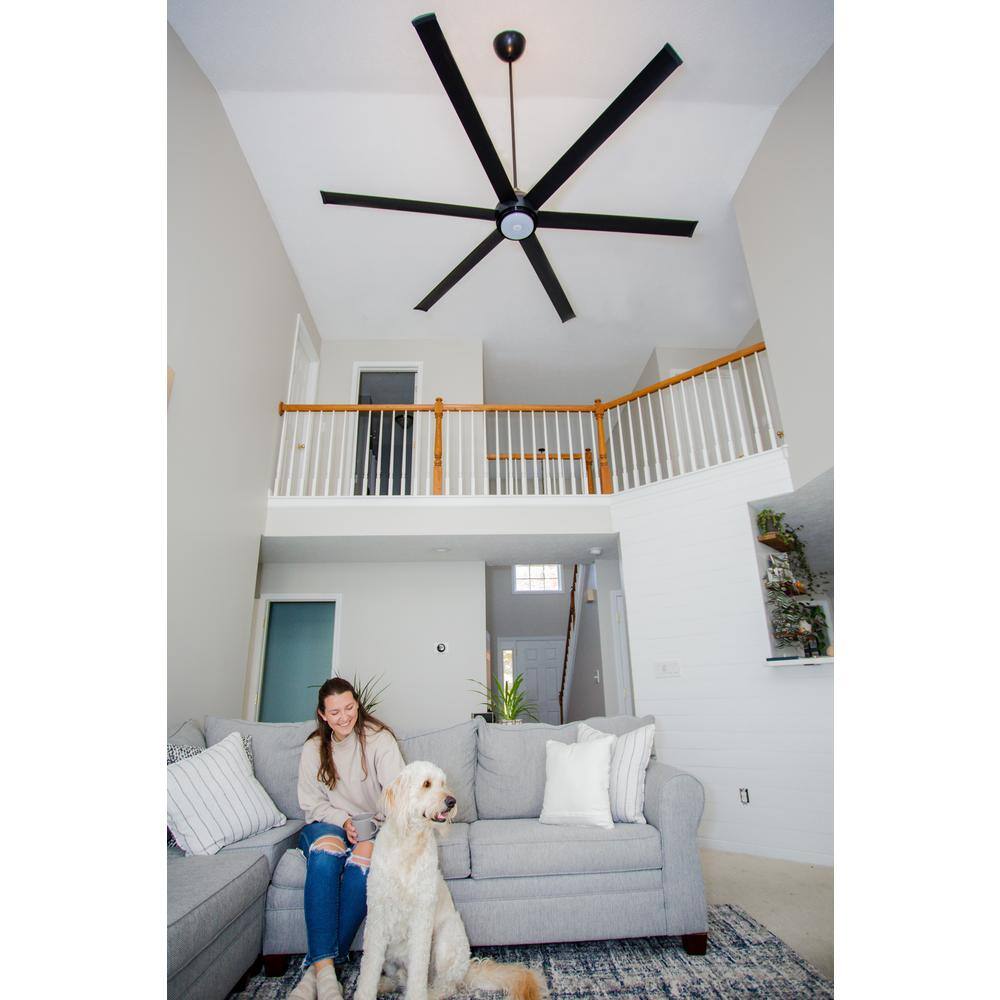 Big Ass Fans es6 84 in. IndoorOutdoor Black Smart Ceiling Fan with 16 LED Light Settings Motion Detection and Voice Control MK-ES62-072306A786I20S2S34