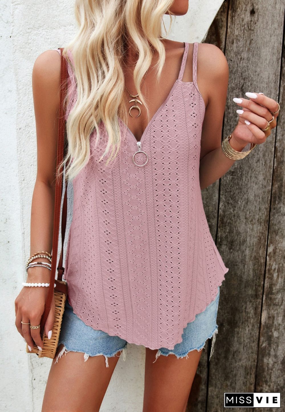 Zip-Up Strappy Cami Top